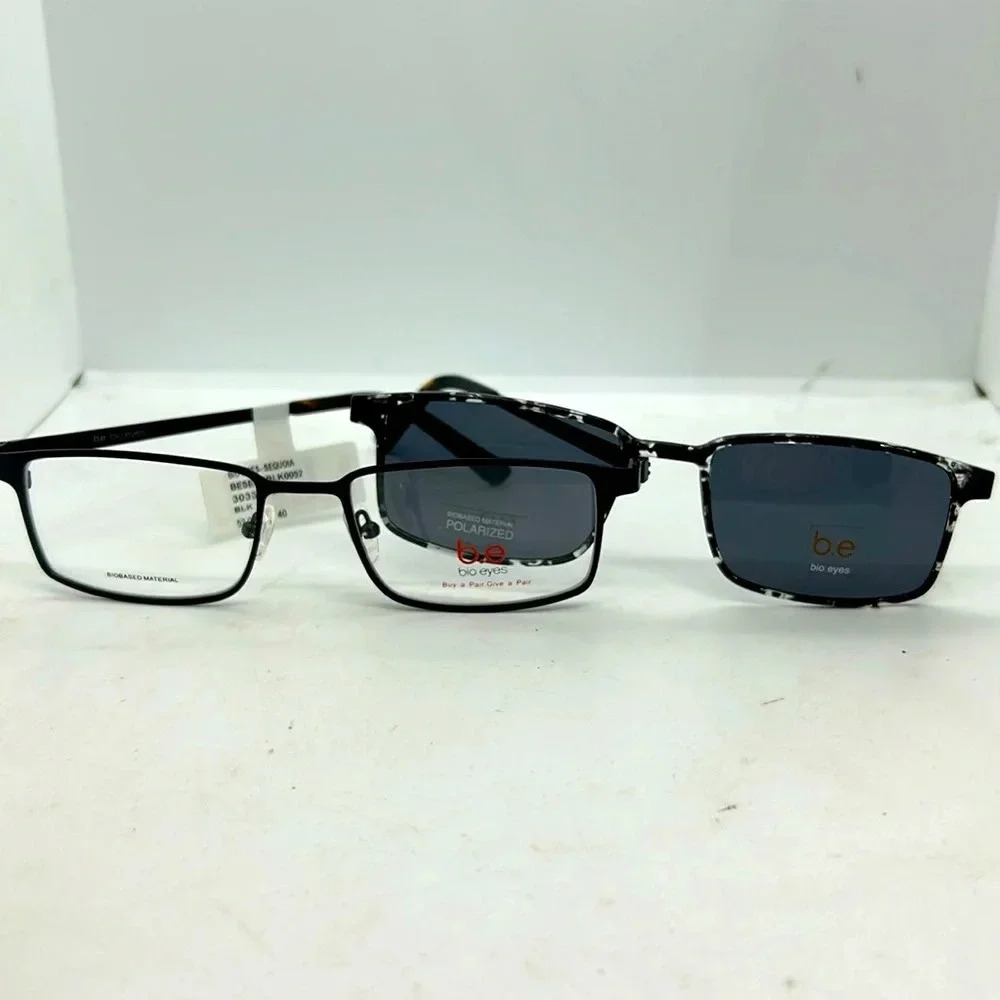 BioEyes SEQUOIA 30338834 Men Eyeglasses Frames RXable Magnet Sun Clip NWT